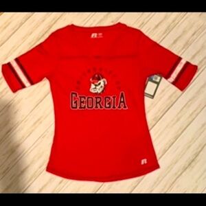 University of Georgia (UGA) ladies red t-shirt.
